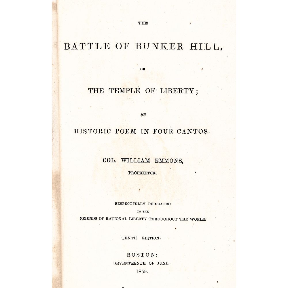 Appraisal: Edition Titled - Poem on the Battle of Bunker Hill