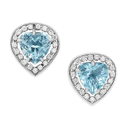 Appraisal: Pair of Aquamarine and Diamond Earclips Estimate -