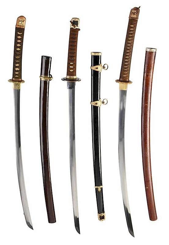 Appraisal: Three Signed Samurai Swords attributed to Kenko in gunome hamon