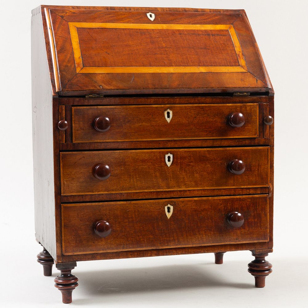 Appraisal: George III Inlaid Mahogany Miniature Fall Front Desk With a