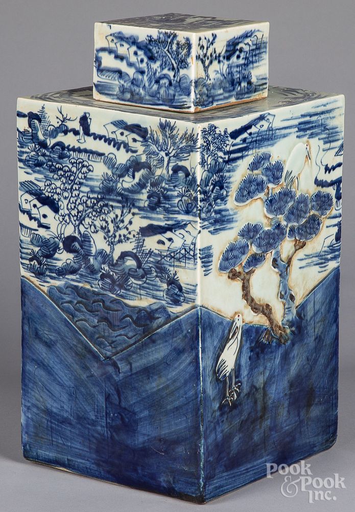 Appraisal: Large Chinese porcelain covered canister Large Chinese porcelain covered canister