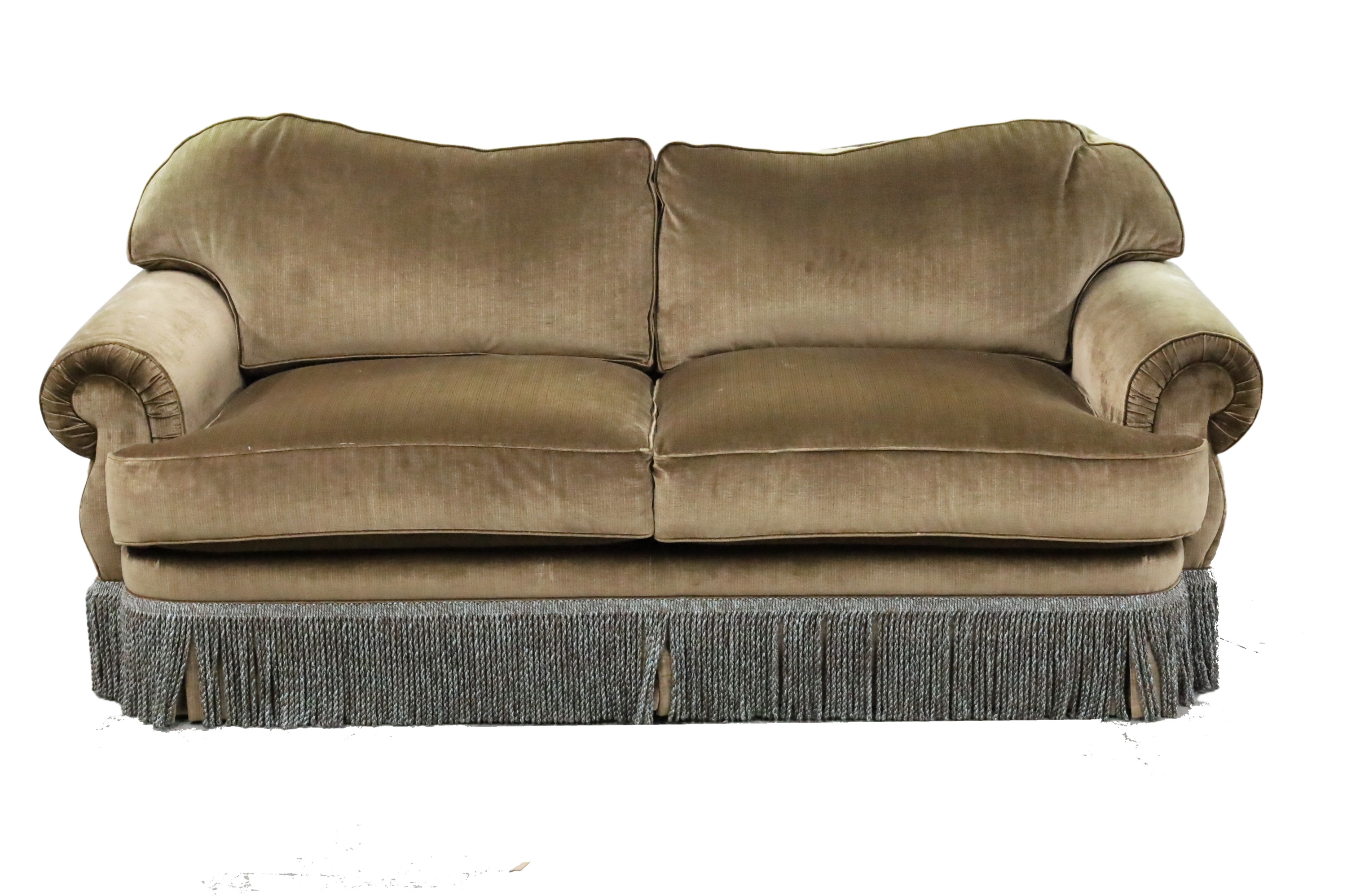 Appraisal: Taylor King oxbow shaped back sofa with heavy corded skirt