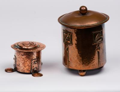 Appraisal: Arts Crafts movement A hammered copper inkwell in the manner