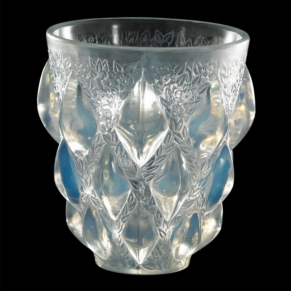 Appraisal: Rampillon Lalique Opalescent Glass Vase c engraved R LALIQUE FRANCE