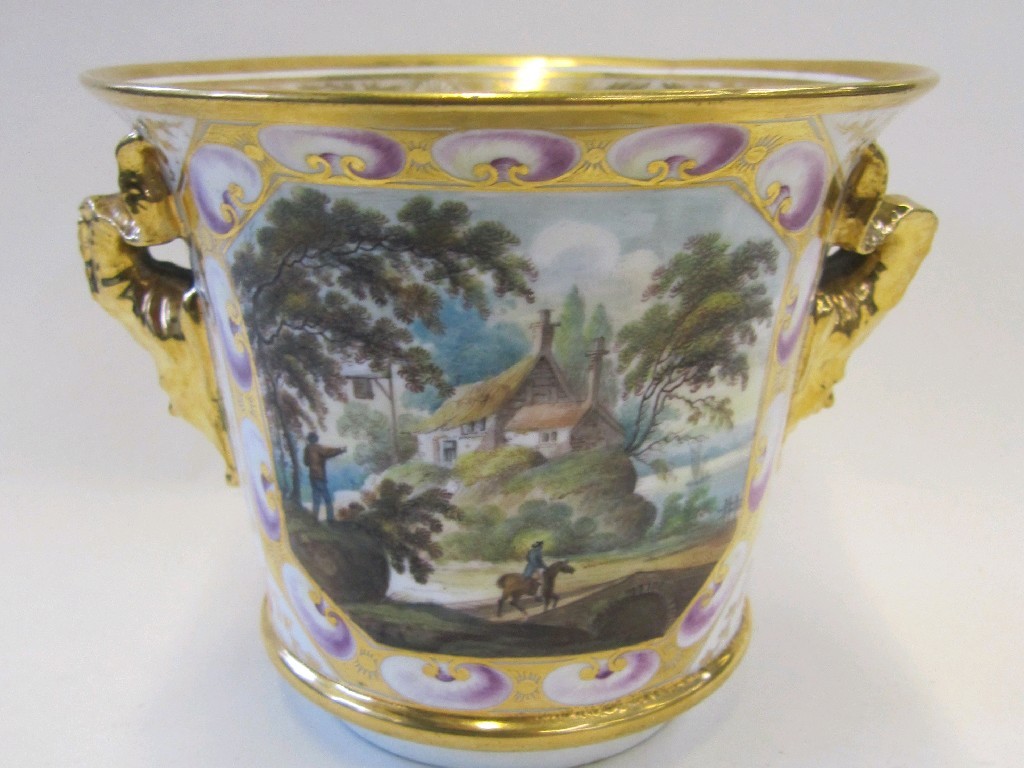 Appraisal: Handpainted porcelain pot decorated with a handpainted scene of a