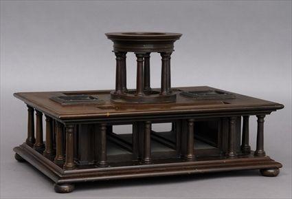 Appraisal: CONTINENTAL LARGE ENCRIER The rectangular top with central tempietto and