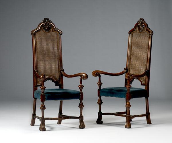 Appraisal: WILLIAM MARY-STYLE ARMCHAIRS Continental late th century in mahogany A