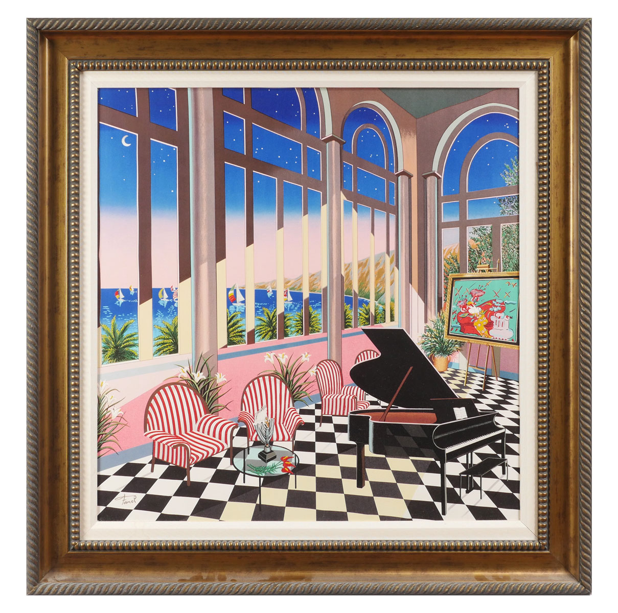 Appraisal: LEDAN Fanch French - Interior with Max Embellished Giclee on