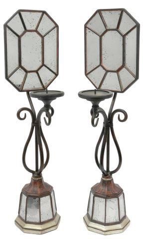 Appraisal: pair Decorative candle holders John Richard st c with octagonal-shaped