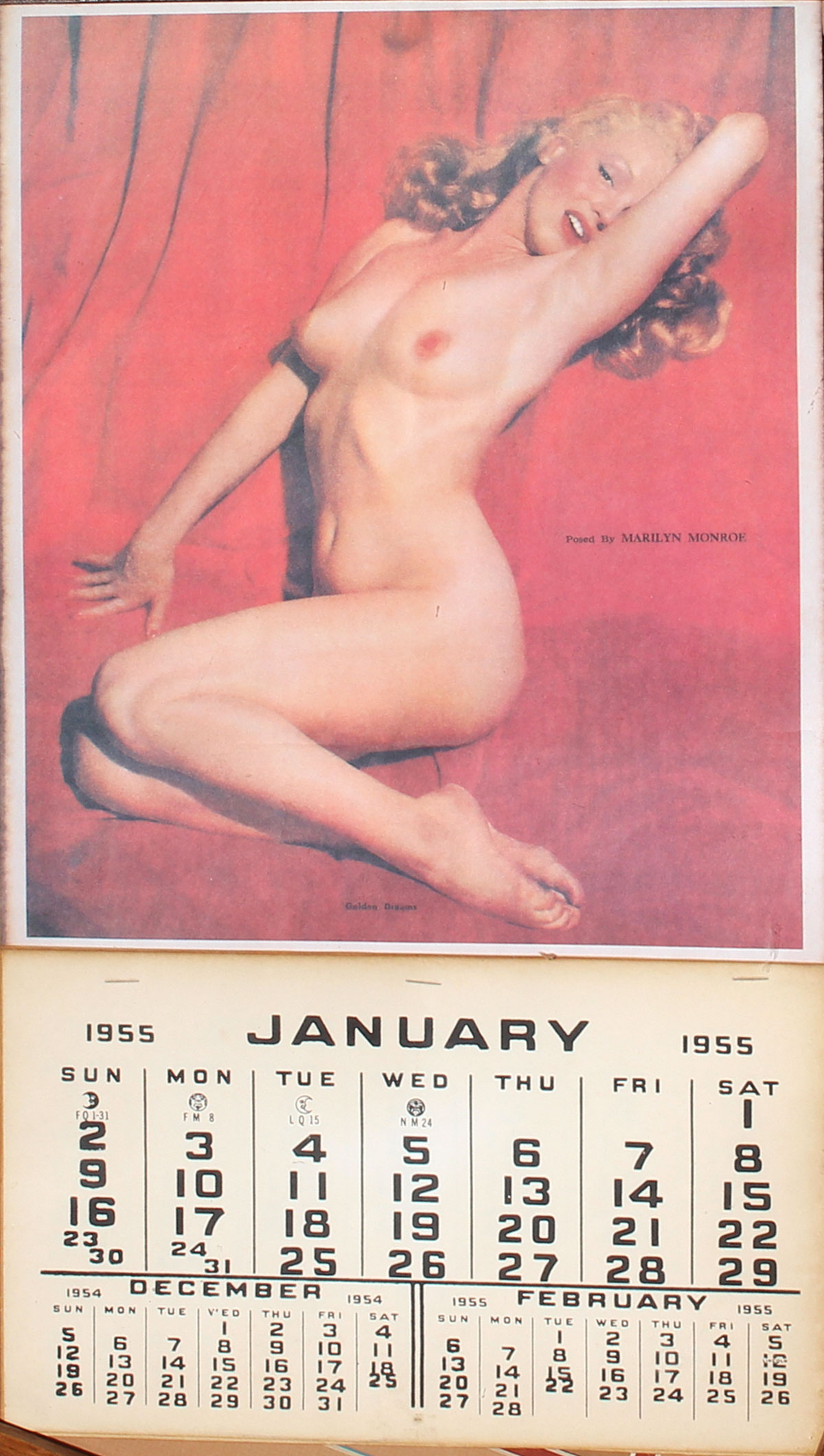 Appraisal: VINTAGE MARILYN MONROE NUDE CALENDAR Actual calendar size is ''