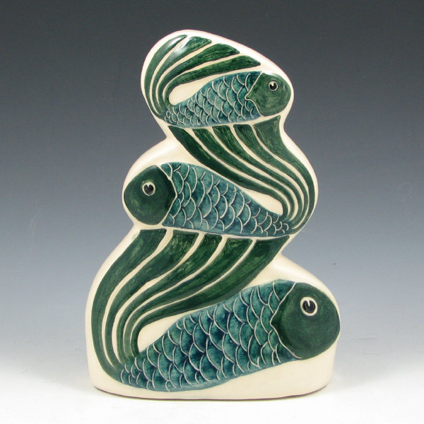 Appraisal: Shearwater three-fish sculpture designed by James McConnell Mac Anderson -