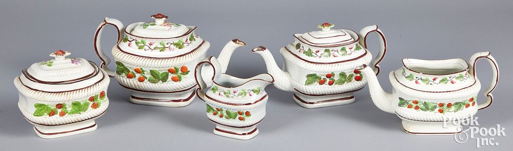 Appraisal: Strawberry pattern pearlware th c Strawberry pattern pearlware th c