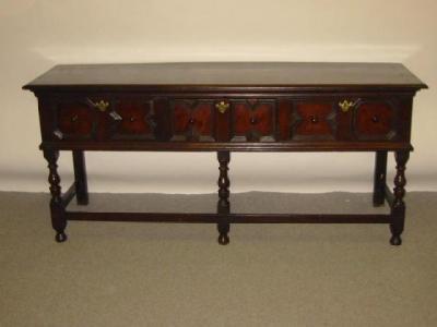 Appraisal: AN OAK OPEN DRESSER late th century the moulded edged