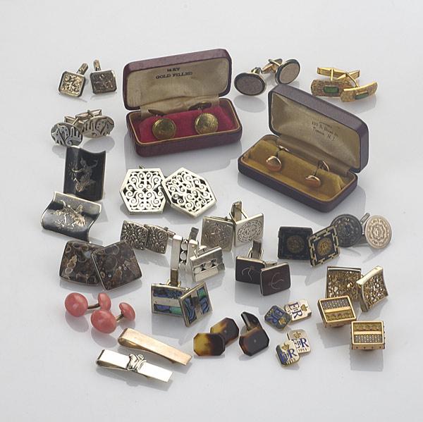 Appraisal: MEN S JEWELRY Twenty pairs of cufflinks primarily sterling includes