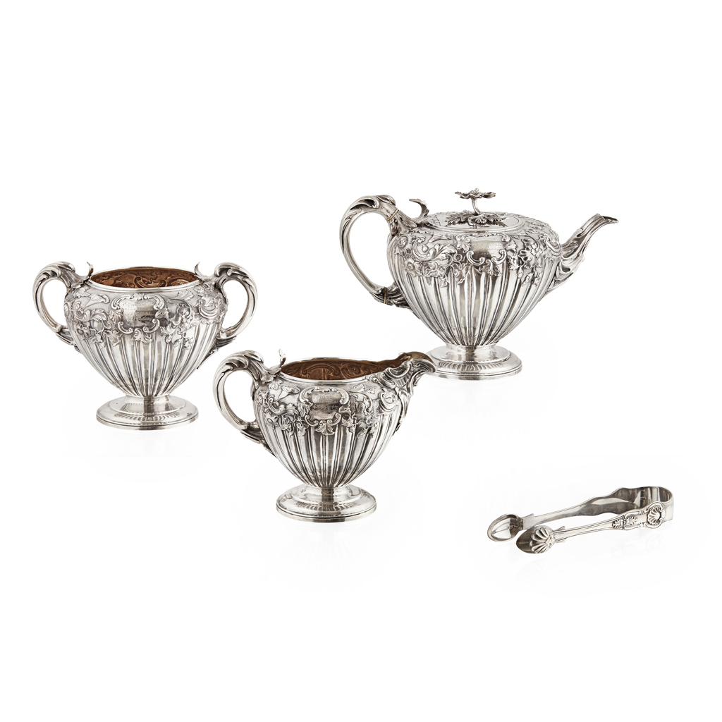 Appraisal: A four piece tea service John Wilmin Figg London comprising