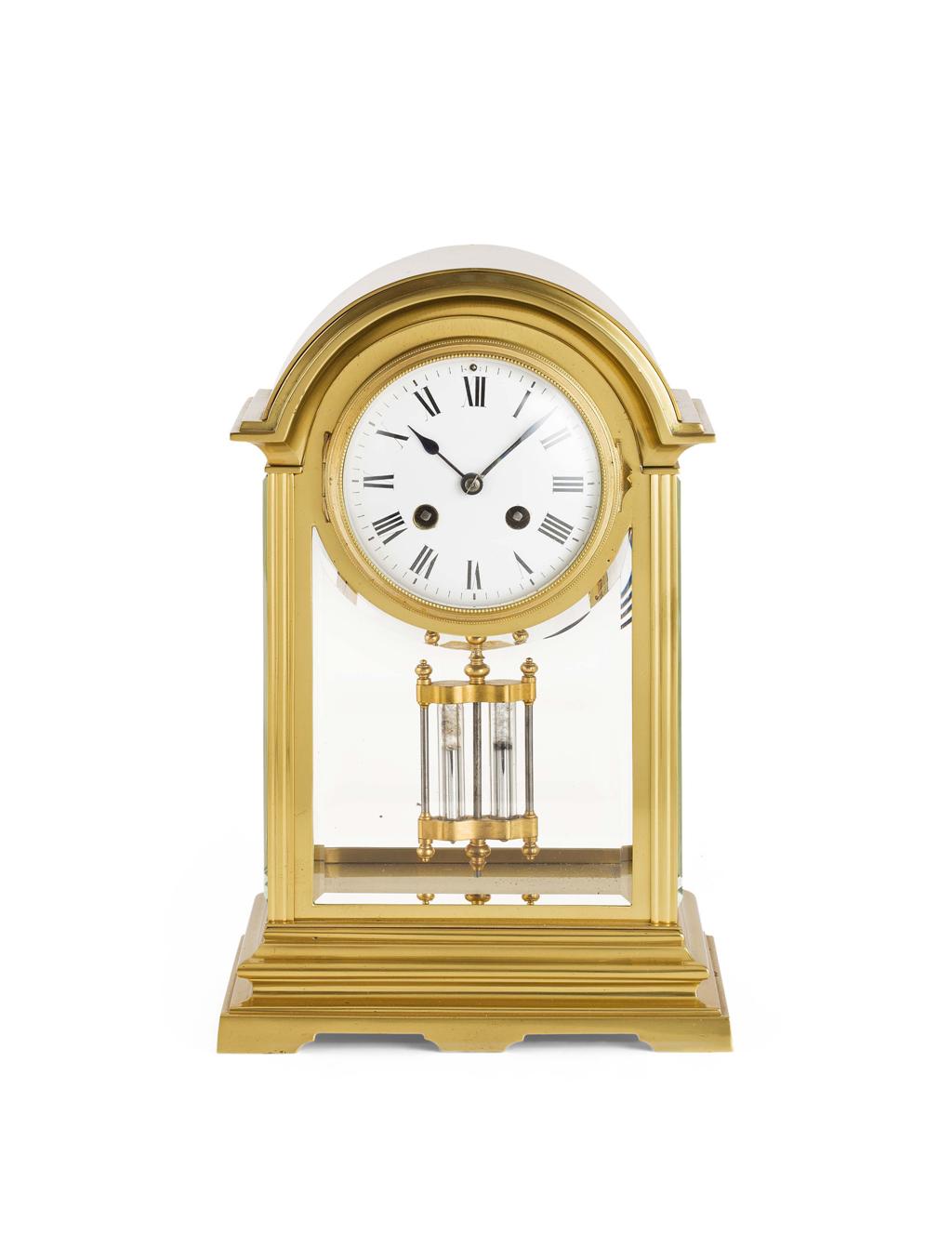 Appraisal: FRENCH GILT BRASS MANTEL CLOCK LATE TH EARLY TH CENTURY