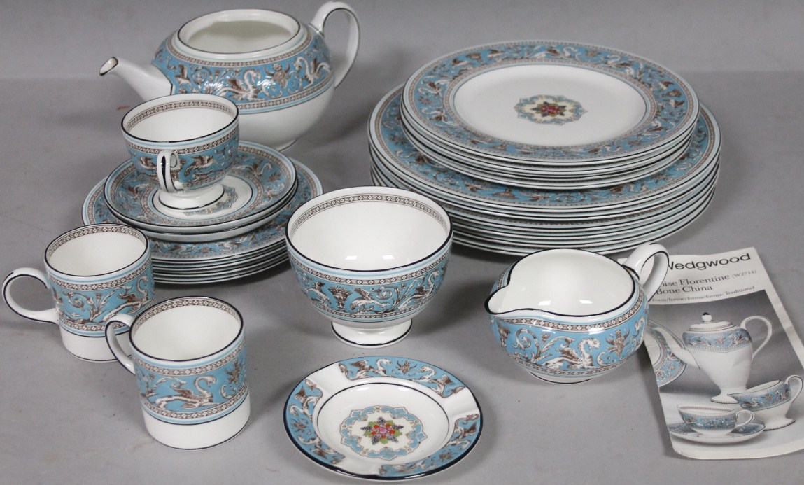 Appraisal: Various Wedgwood Florentine Turquoise pattern part dinnerware to include teapot