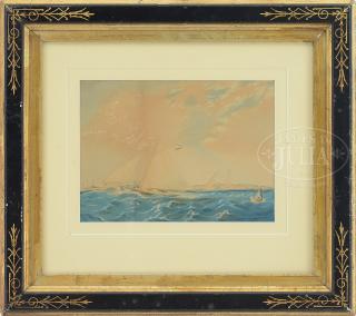 Appraisal: JAMES EDWARD BUTTERSWORTH American - PAIR OF YACHT RACING WATERCOLORS