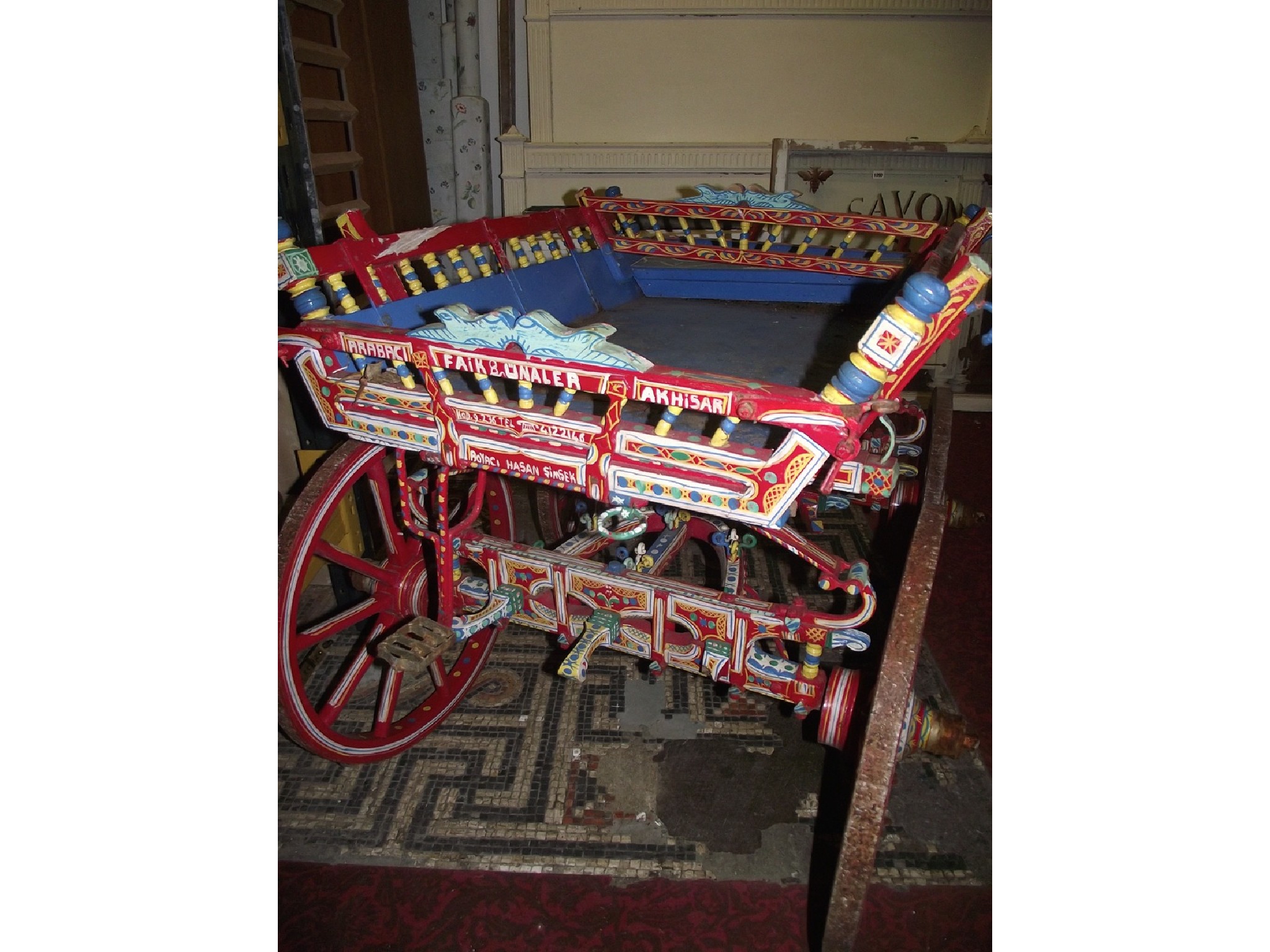 Appraisal: A vintage Eastern European folk art dog cart with brightly