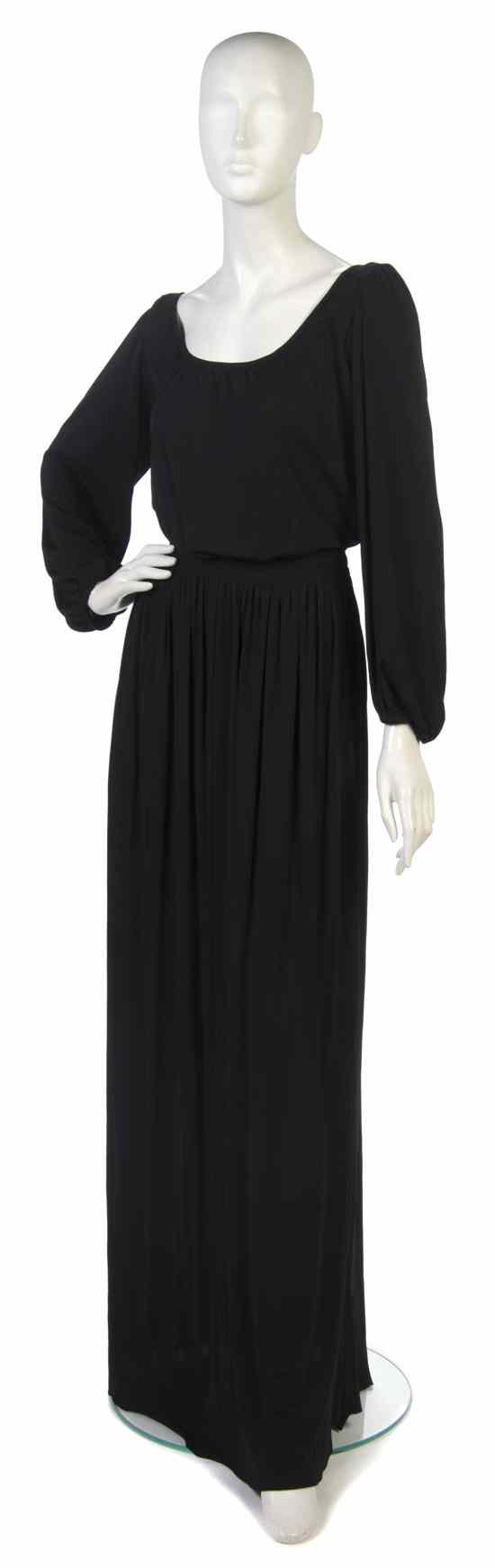 Appraisal: An Yves Saint Laurent Black Jersey Evening Gown Labeled Yves