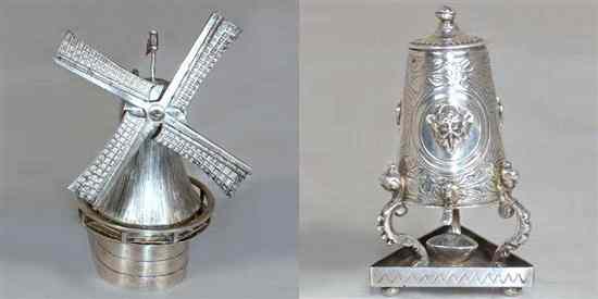 Appraisal: Two Dutch Silver Articles th century comprising a windmill with