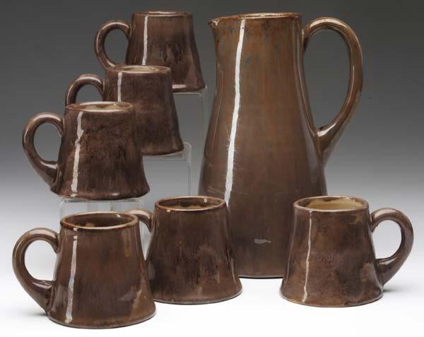 Appraisal: FULPER Seven-piece cider set comprised of a tankard and six