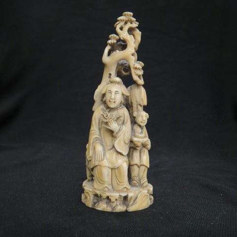 Appraisal: Chinese Carved Ivory Figurine of an Immortal with attendant by