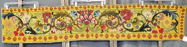 Appraisal: Antique th century French needlepoint bench cover Bright Jacobean and