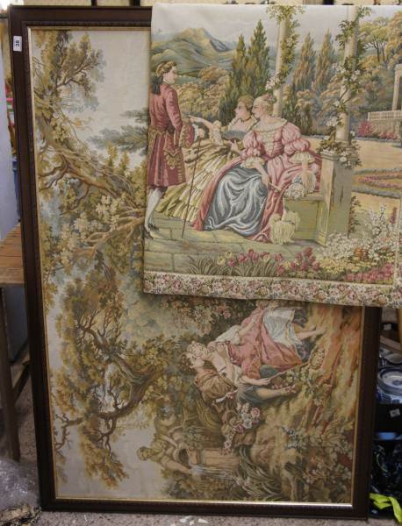 Appraisal: Large Wooden Framed Tapestry x cm and and a Free