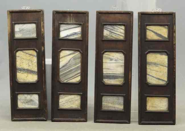 Appraisal: Lot four Asian wood and marble panels '' x ''