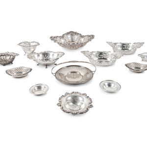 Appraisal: A Large Group of American Pierced Silver Dishes total objects