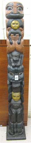 Appraisal: A CARVED AND PAINTED WOOD TOTEM POLE with three major