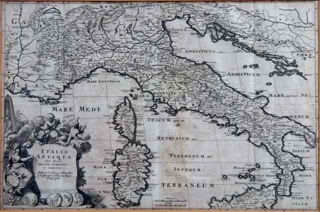 Appraisal: AN TH CENTURY MONOCHROME MAP of Italy 'Italia Antiqua' including