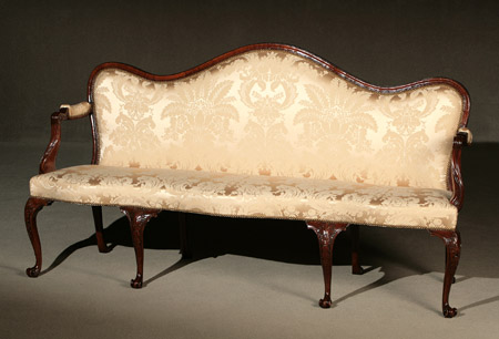 Appraisal: George III Style Mahogany Sofa Last Half th Century Upholstered