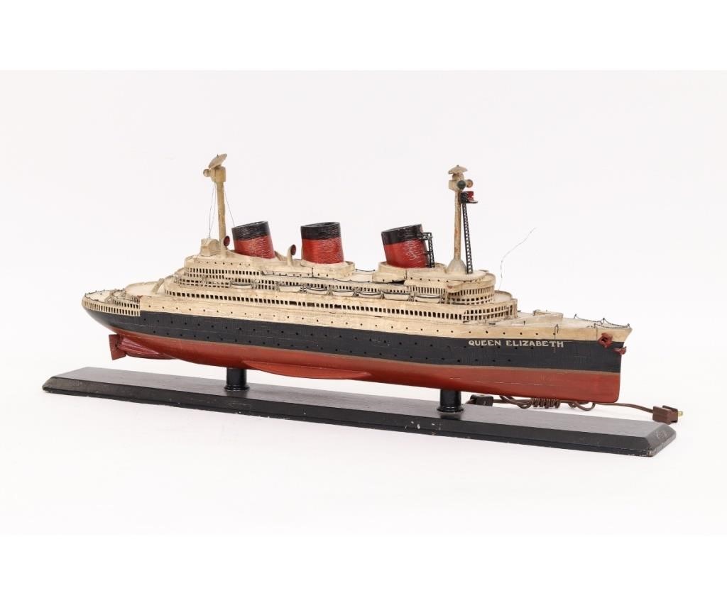 Appraisal: Wooden ship model of the Queen Elizabeth made into a