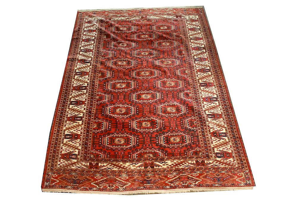 Appraisal: Turkmen Tekke Main Carpet ' x ' Turkmen Tekke Bokhara