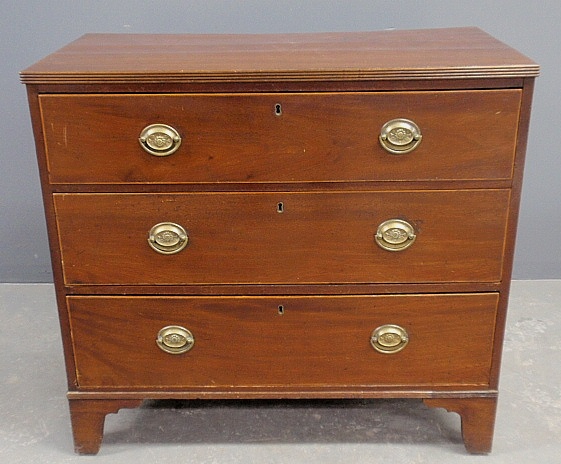 Appraisal: - Georgian mahogany three-drawer chest c h x w x