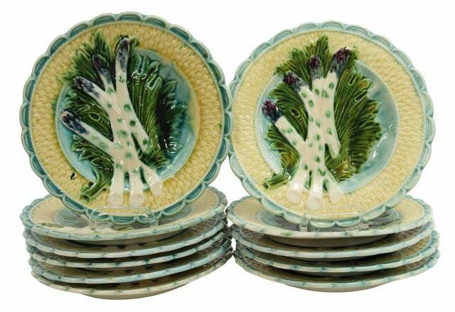 Appraisal: lot of French majolica asparagus plates late th early th