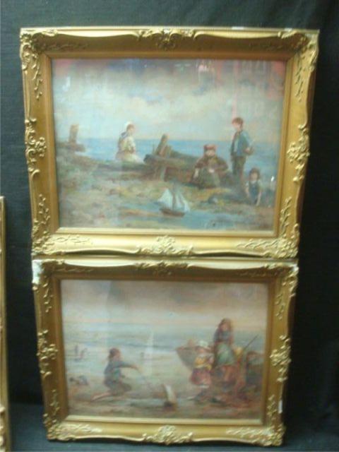 Appraisal: Pair of Framed Gouaches of Children at Sea Signed C