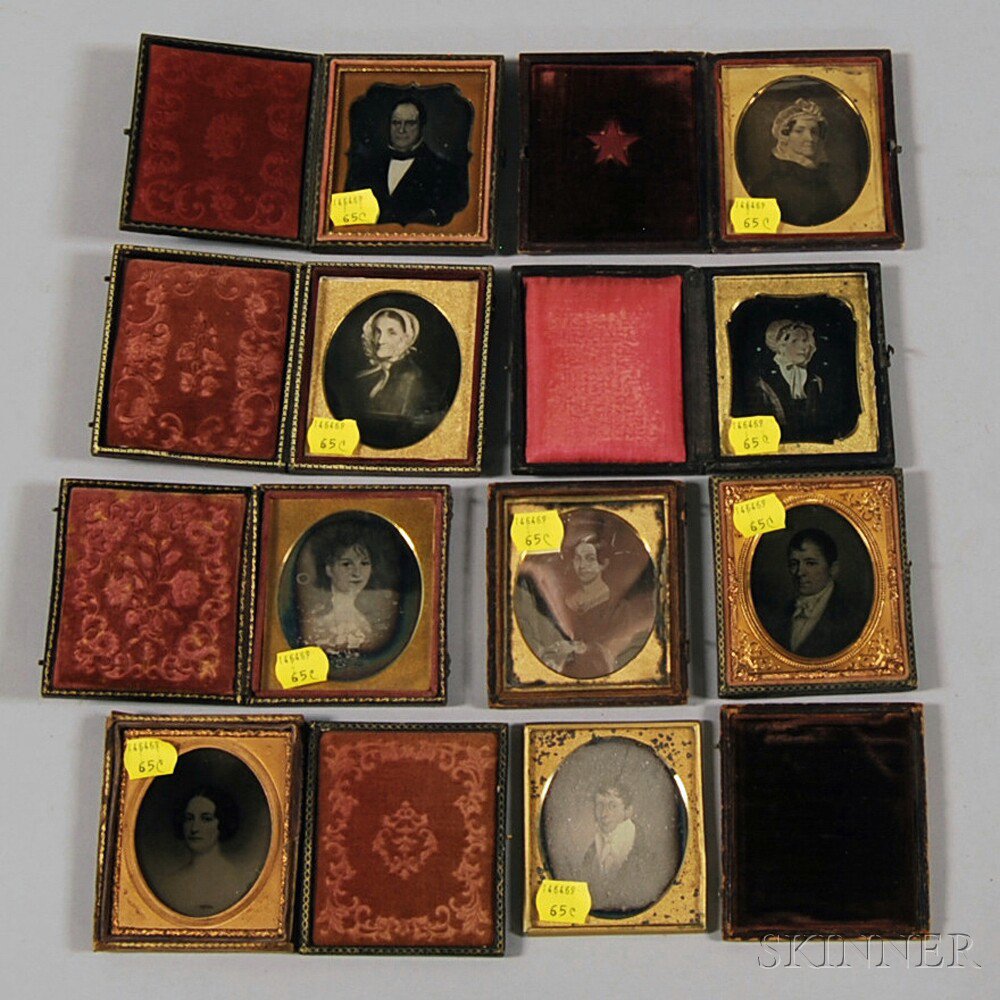 Appraisal: Seven Sixth-plate Daguerreotypes and Two Ambrotype of Copies of Earlier