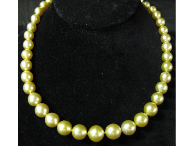 Appraisal: GOLDEN SOUTH SEA PEARLS Light golden color pearls measuring mm