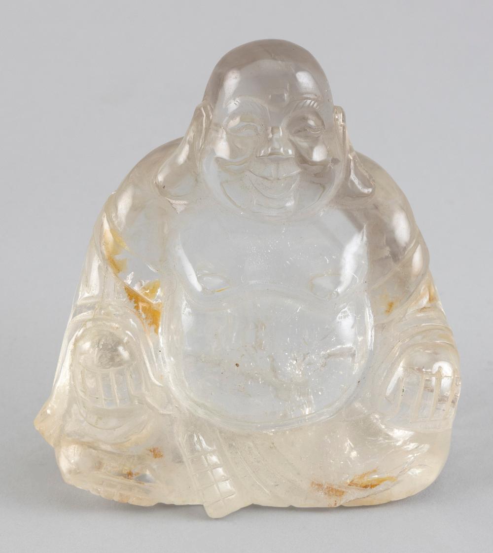 Appraisal: CHINESE CARVED ROCK CRYSTAL SEATED BUDDHA TH CENTURY HEIGHT WIDTH