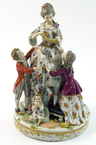 Appraisal: A CAPODIMONTE PORCELAIN FIGURAL GROUP hand painted under glaze Four