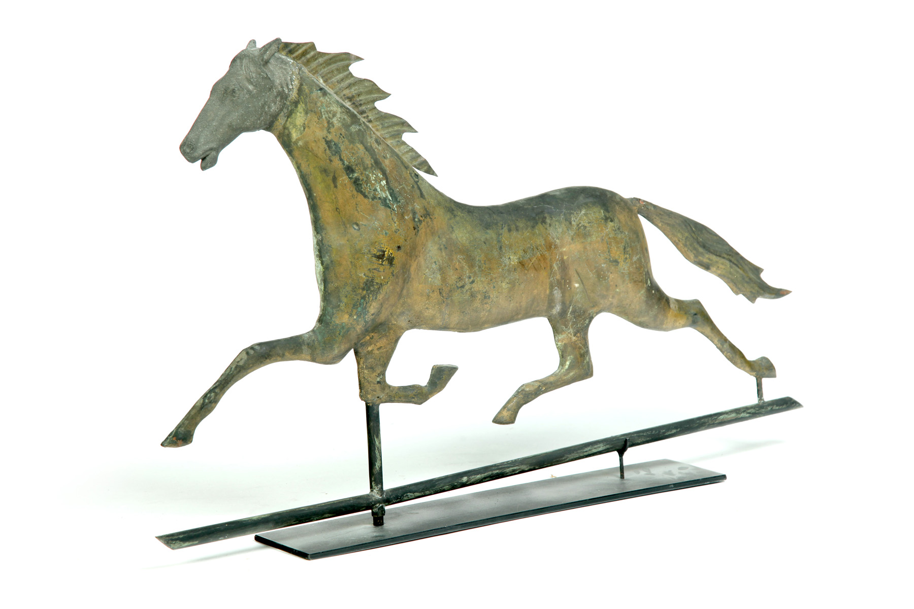 Appraisal: AMERICAN WEATHERVANE Late th century Full bodied copper running horse