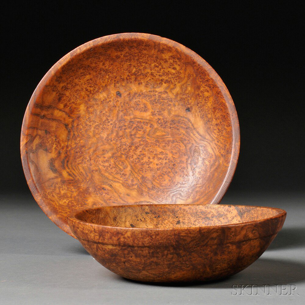 Appraisal: Two Turned Burl Bowls America an early th century round