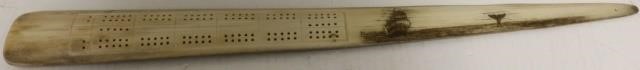 Appraisal: TH C SCRIMSHAW CRIBBAGE BOARD SIGNED PAIGE DEPICTS A WHALESHIP