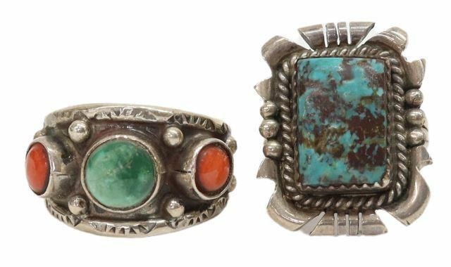 Appraisal: lot of Native American silver rings both Navajo including Edward