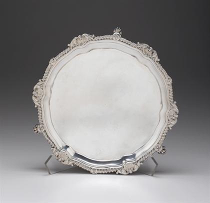 Appraisal: George III sterling silver salver paul storr london The gadrooned