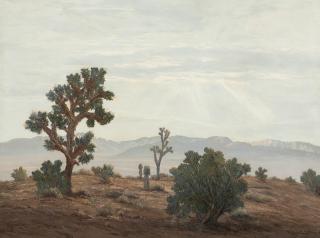 Appraisal: John Hilton ''Benediction'' desert landscape incised with signature lower right