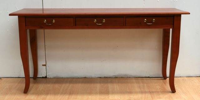 Appraisal: A pine hall console table three short drawers cms wide